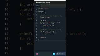 Print an Array Using For Loop in C | #coding #programminglanguage #python#shorts #c #code #ai #loops