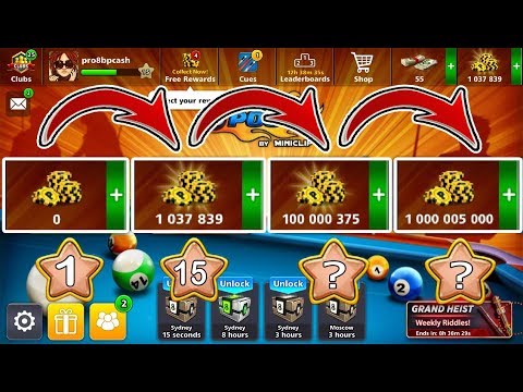 8 Ball Pool Road To 1 Billion Coins Free ? Of 0 To 1M Coins