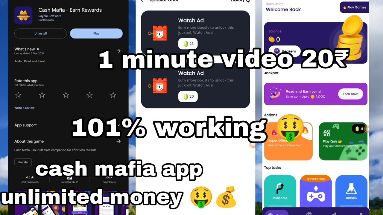 cash Mafia app unlimited money 🤑💰 app free redeem code unlimited 🤑