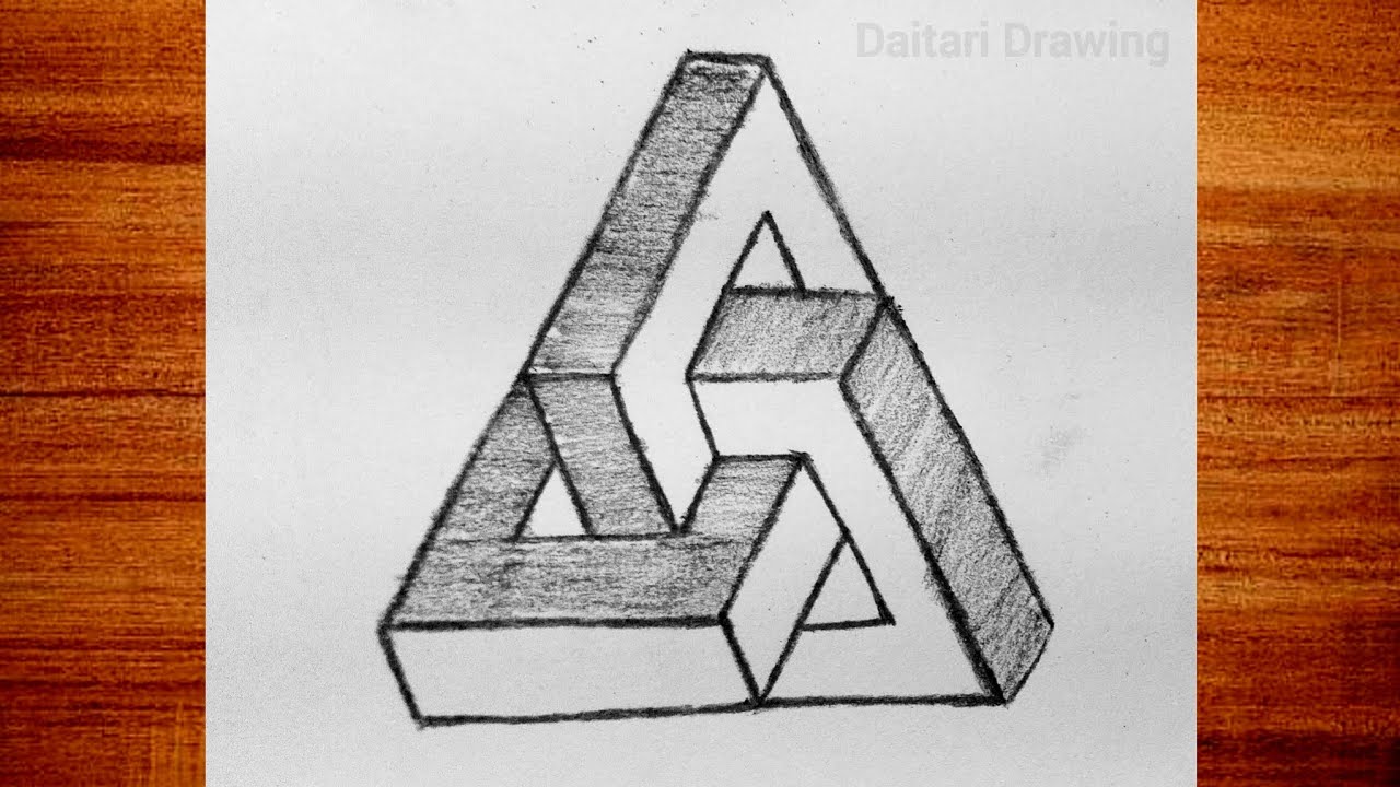 3d Triangle Illusion Drawing | How To Draw 3d Triangle Drawing 
