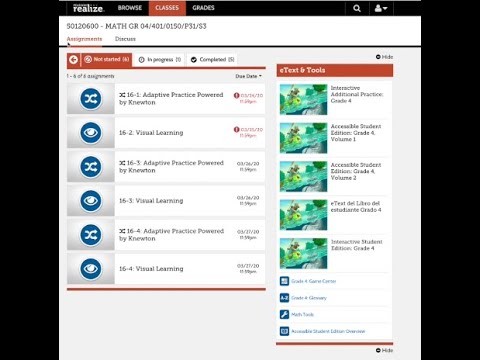 Pearson Realize Student View Assignments Youtube