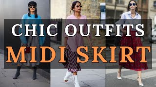 Midi Skirt Outfit Ideas | Elevate Your Style with Effortless Elegance | 2024 Fashion Trends