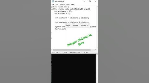 division in java program || Integer division in java || modular division in java