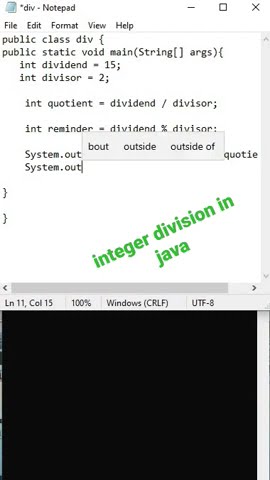 division in java program || Integer division in java || modular ...