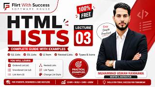 HTML Lists Tutorial in Urdu | UL, OL & LI Tag Explained with Examples | HTML Course Lecture 03