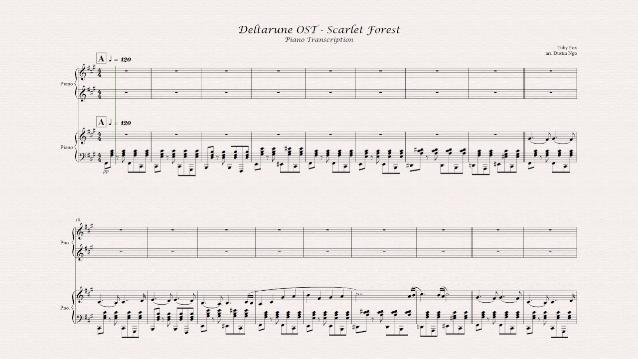 Deltarune OST: Scarlet Forest - Piano Transcription - arr. Dustin Ngo
