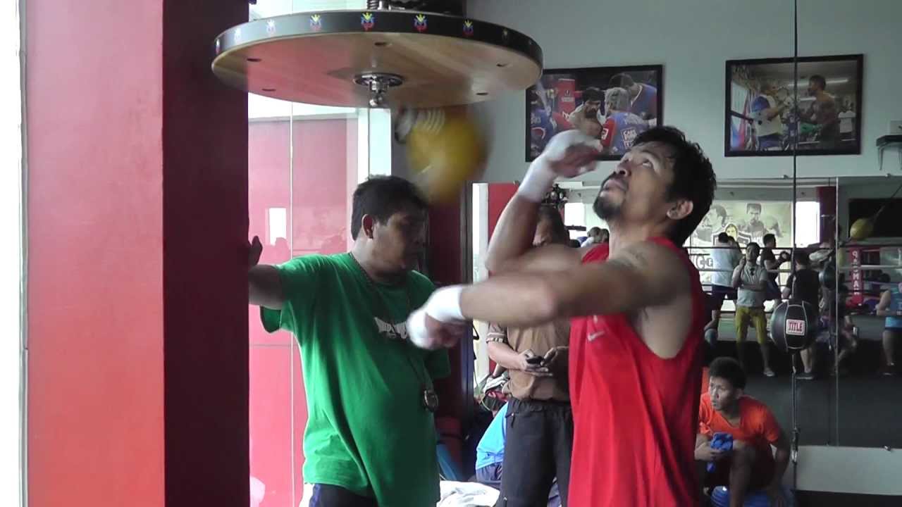 Manny Pacquiao hits speed bag in training for Rios - YouTube