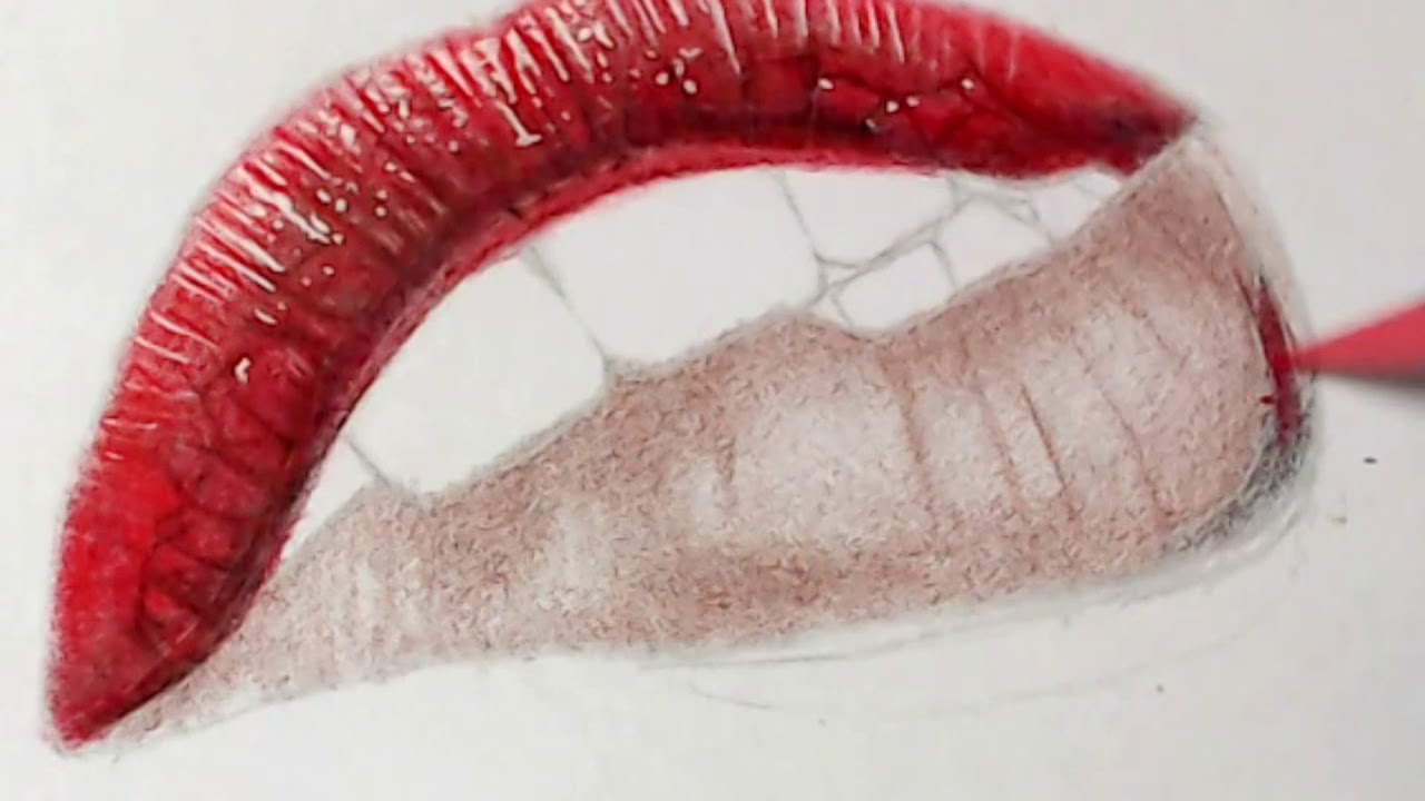 Tutorial: Como desenhar e pintar boca realista com lápis de cor