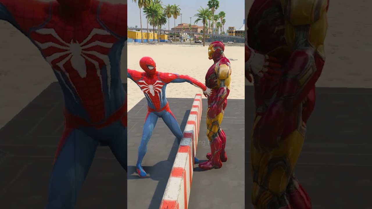 SPIDER MAN VS IRON SLAP BATTLE Shorts