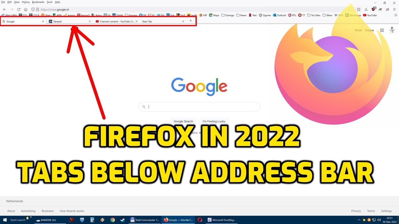 Update Firefox 2022 - Tabs Below Address Bar