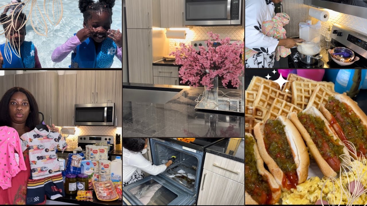 MOTIVATION MÉNAGE + RETOUR DE COURSES + PISCINE AVEC LES ENFANTS+ CUISINE EN BORDÉL 😰+ DÉCO FINALE ✨