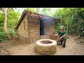 Building Bushcraft Survival DUGOUT Shelter With Plastic Roof