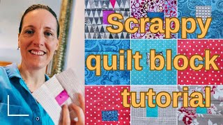 How I create a ‘square in square’ scrappy quilt block ☺