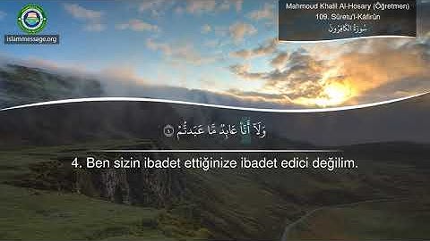 سورة 109. الكافرون (ترجمة باللغة التركية) | محمود خليل الحصري (مٌعلم)