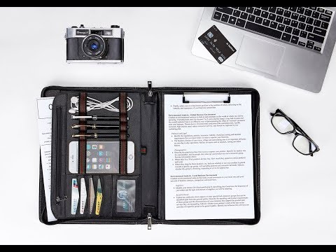 portfolio-with-clipboard-and-notepad-holder-/-genuine-leather-ipad-holder