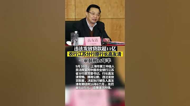 受贿4800万，违规放贷11.69亿，高友清一审获刑16年半 - 天天要闻