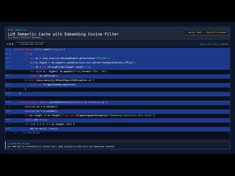 [AI Tech] LLM Semantic Cache with Embedding Cosine Filter — Java DSA Prep