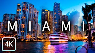 【4K】Relaxing Night Walk in Downtown Miami, Florida | Binaural, City Sounds, USA