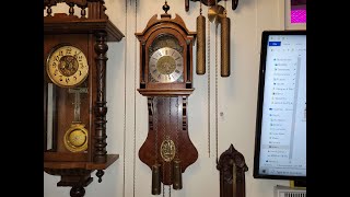 Part 1 DUTCH Friesian Tail Wall Clock
I always wanted the clock with the pendulum hidden from any wind or breeze that would stop the pendulum. Like I say, If you wait long enough, the right price and clock will come your way. There are times you have to pay more if you really want the clock, but normally I can wait.
You can contact me at
email: justmike2575@gmail.com
Here I do most of my work on clocks. Mainly cuckoo clocks, yet I am always looking for the unusual and eye catching clocks. Some of the clocks I get into are ones that need saved from the dump. They fell off the wall from not securing the clock to the wall using the stud behind the sheetrock. Some of the clocks were laid to rest out in the garage or barn and I except the challenge of getting them back together again.
A well loved clock at one time is one that has a lot of wear and you find old bushings that might need to be replaced. Part 1 DUTCH Friesian Tail Wall Clock