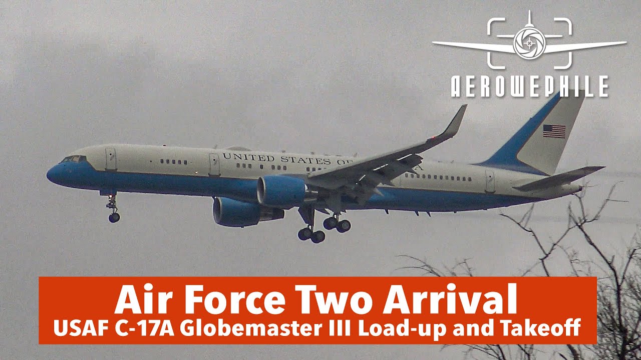 Air Force Two Arrival & USAF C-17A Globemaster III Load-up & Takeoff From Tri-Cities Airport 27Jan25