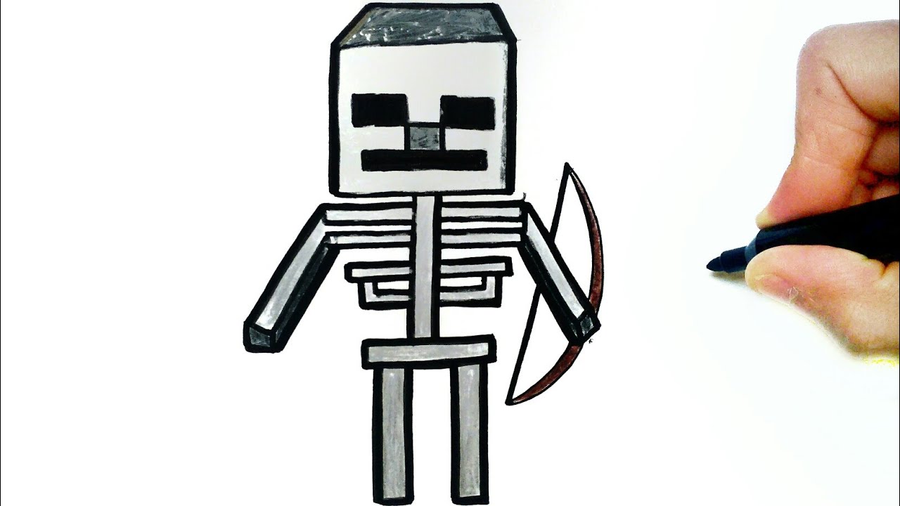 HOW TO DRAW SKELETON MINECRAFT EASY STEP BY STEP - YouTube