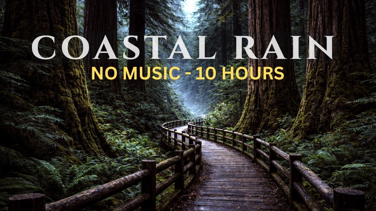Coastal Rain at Dawn— No Music, 10 Hours (Deep Sleep)