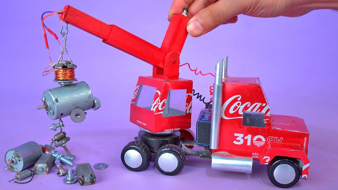 Amazing MINI CRANE TRUCK  by recycling cans