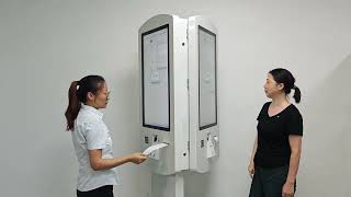 32 inch floor stand double side touch screen self service kiosk