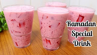 Strawberry Sago Salad Drink Recipe | Tapioca Drink Recipe | Sago Dessert | Ramadan Special Drink