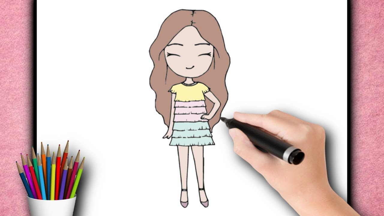 Como desenhar Bonequinha Tumbr #roqueira - passo a passo 