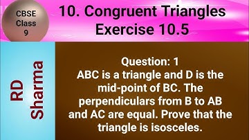 ABC is a triangle and D is the mid-point of BC. The perpendiculars from B to AB and AC are equal. Pr