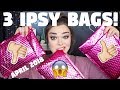 OMG! 3 DIFFERENT IPSY BAGS! April 2018 Ipsy unbagging + Try on!