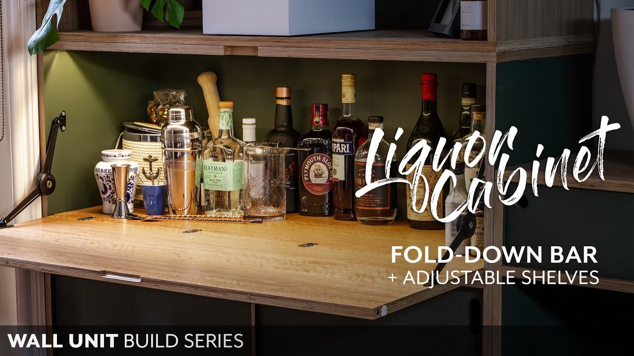 Liquor Cabinet With Fold Down Bar