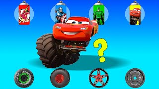 CORRECTLY GUESS AVENGERS COLOR & WHEEL OF MONSTER TRUCK MCQUEEN ⚡Tebak gambar Kepala petir McQueen🧩