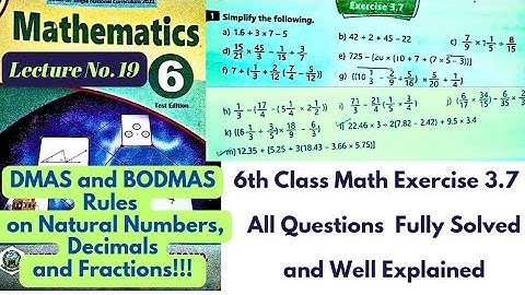 6th Class Math | Exercise 3.7 | BODMAS and DMAS rule | NTS | PET | CT | PST | ETEA | QAS Videos
