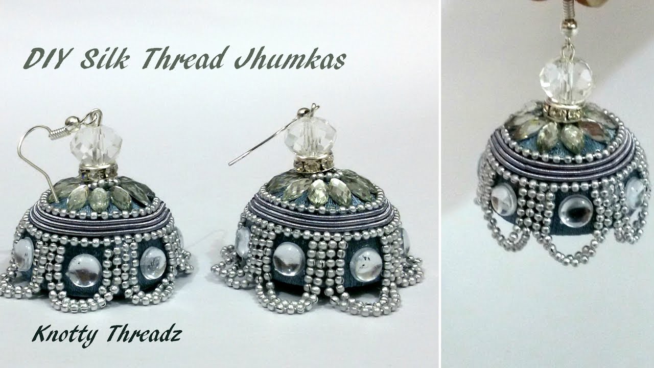 Download Silk Thread Jewelry | Beautiful Jhumkas in Silver Concept ...