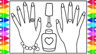 How to Draw NAIL POLISH for Kids 💜💚💖💅 Nail Polish Drawing | Nail Polish Coloring Pages for Kids screenshot 2