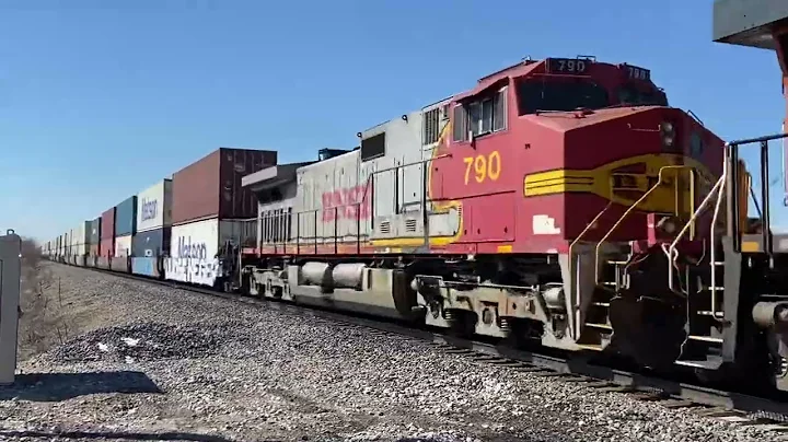 BNSF # 5913 intermodal rumbling eastbound over the...