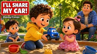 Sharing Is Caring! 🚗 Leo Makes New Friends at the Playground  Cartoon for Kids Guide