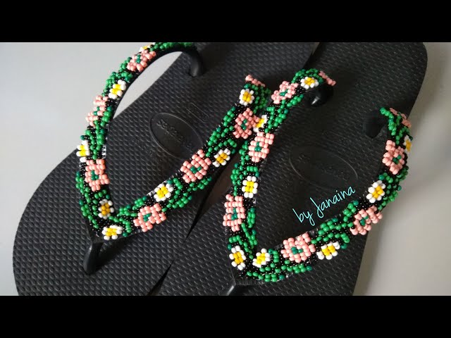 🌺 Chinelo bordado com flores de miçangas/slipper embroidered with beads  flowers 🚫CRIAÇÃO PRÓPRIA - YouTube