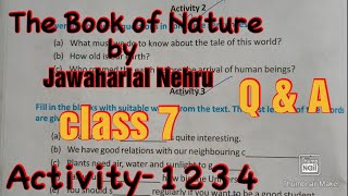 Wbbse,Class 7 English, Lesson 1 The Book Of Nature, Question Answer Activity - 1,2,3,4 Solve