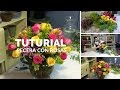 Como hacer arreglos de flores /pecera con rosas de colores.