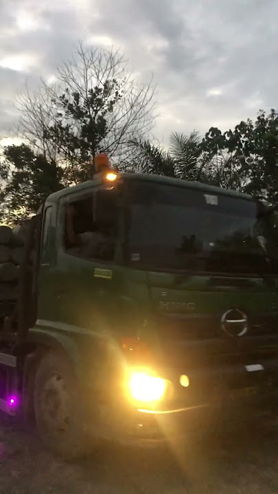 Truk fuso membawa tiang listrik #automobile #oleng #driver #olengmania #trukoleng #hinos #hino500
