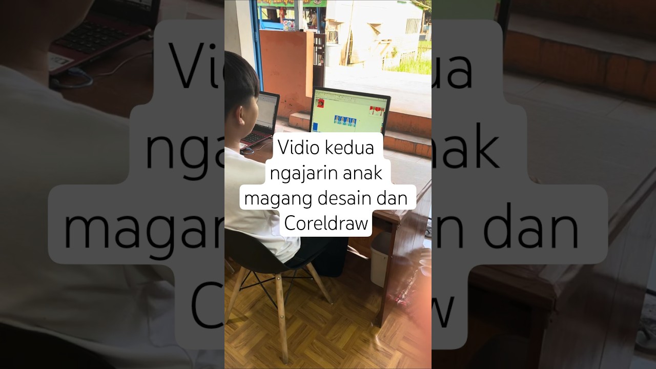 ngajarin anak magang desain dan coreldraw,merapihkan objek