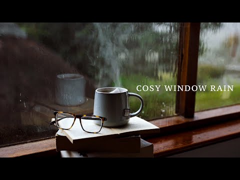 Cosy Window Rain. Soft Rain on Window with Warm and Cosy Feeling.