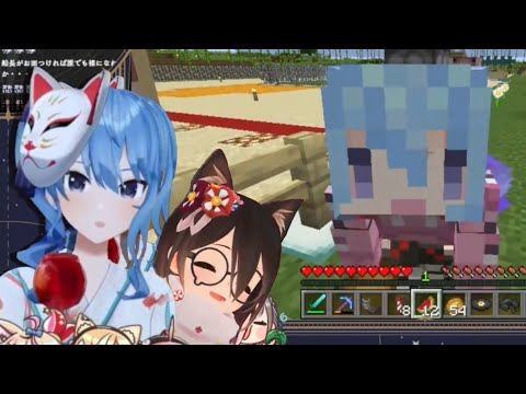 Suisei sees Roboco wearing her head