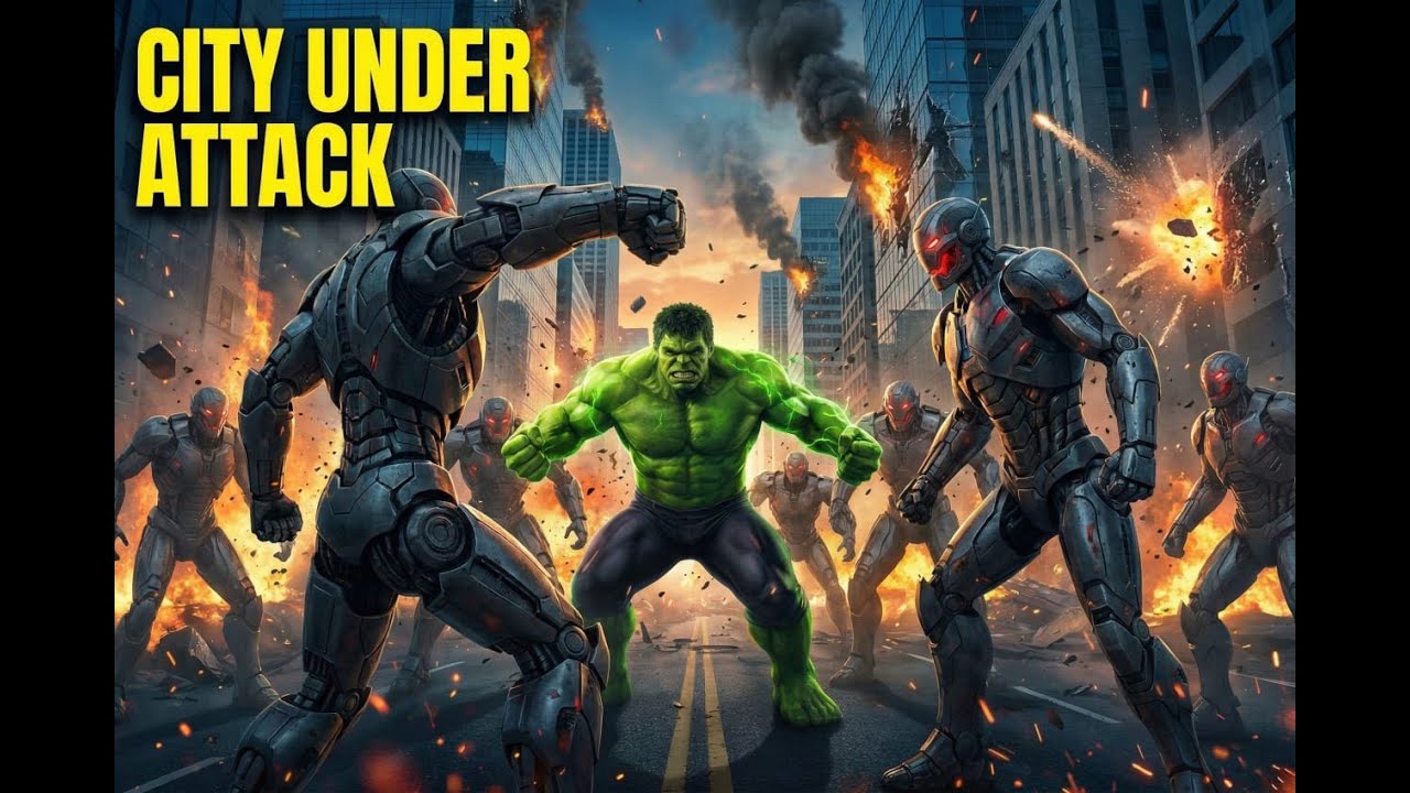 Hulk vs City Robots Attack