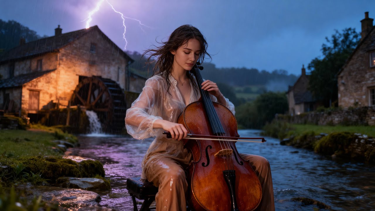 🎻🎹 Cello & Piano in Cotswolds Rainy Night – Emotional Music for Relaxation & Sleep