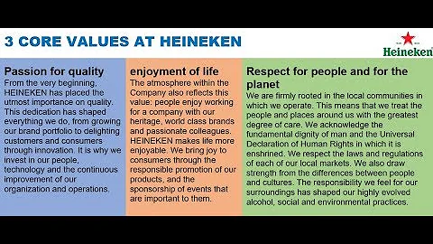 3 Core Values at Heineken via Jean-Franois van Box...