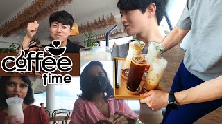 Korean Ocean-view Cafe with Indian YouTubers!! | BUSAN VLOG